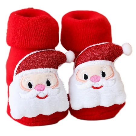 

Christmas Baby Socks|Toddler Girl Boy Thickened Santa Claus Socks|Warm Anti Skid Cartoon Christmas Socks for Baby Infant