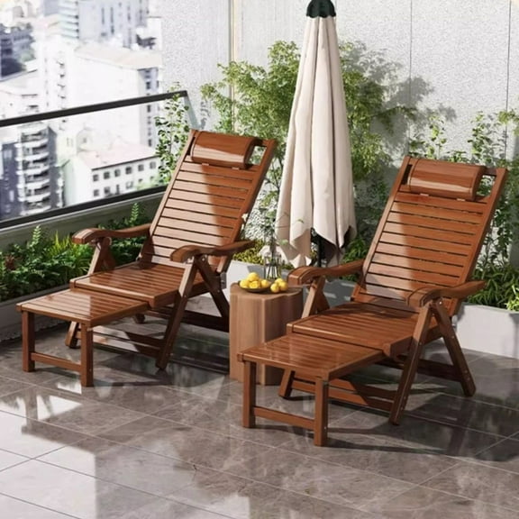 SUSUZI Folding Recliner Chair Set of 2, Adjustable Lounger Chair with Cushion for Patio Pool Lounge Chair with Arm