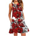 thumbnail image 2 of SMihono Robe d'Été pour Femmes Grande Taille Mode d'Été Sans Manches Imprimée Camisole Bretelles Col Rond Robe Pull, 2 of 5