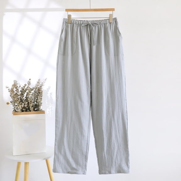 Kakii Men's Cropped Wide Leg Pants Elastic Waist Casual Palazzo Trousers with Pockets