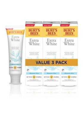 Burt,S Bees Extra White Toothpaste, Fluoride Toothpaste, Natural Flavor, Mountain Mint, 4.7 Oz, Pack Of 3