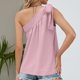 thumbnail image 4 of Camiseta sin mangas para mujer, con tirantes de un solo hombro, pajarita, ajuste holgado, Top informal de verano, rosa, XXL, 4 of 6