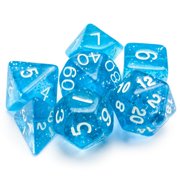 Brybelly Holdings 7 Die Polyhedral Dice Set in Velvet Pouch, Diamond Dust