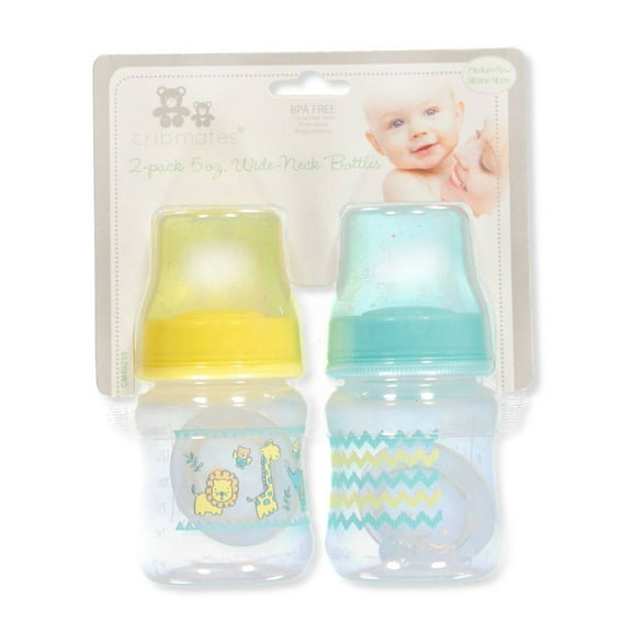 Cribmates 2-Pack Wide-Neck Bottles (5 oz.) Color: yellow/aqua Size: one size