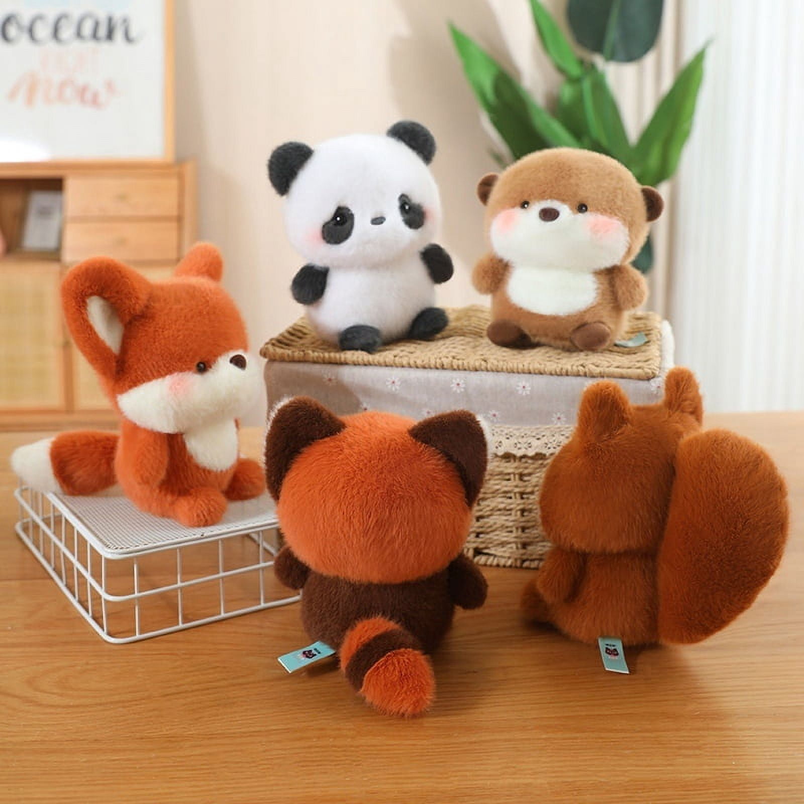 Cute Sitting Animals Red Panda Fox Sloth Cat Soft Plush Dolls Stuffed Capybara Pig Plushie Baby Toys Gifts For Children