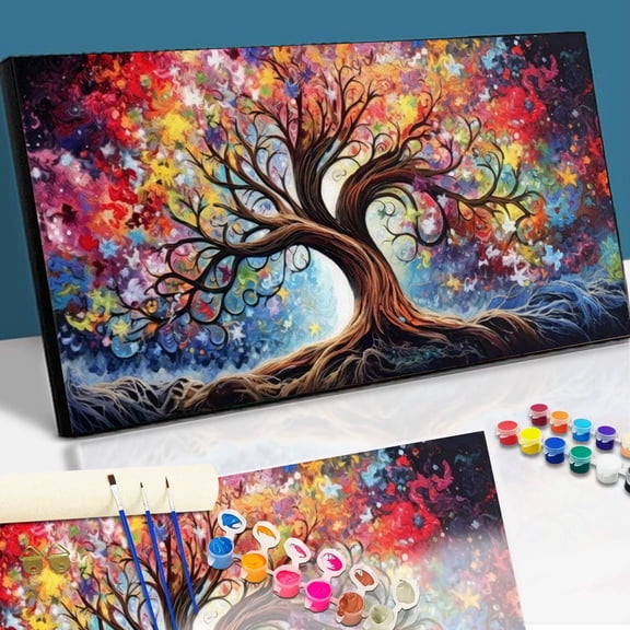 Large Paint by Numbers Kit for Adults Kids, DIY Acrylic Painting Set, Stress Relief Art Craft, Home Decor Gift