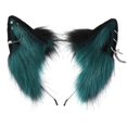 thumbnail image 1 of Diadema con orejas de lobo rojo, accesorios para cosplay, banda para el cabello oscura, tocado, horquilla, negro oscuro, 1 of 6