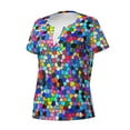 thumbnail image 5 of Fuzoiu Colorful Tie Dye Stained Glass 2 Print Women's V-Neck T-Shirt,Women's Short Sleeve Top, Comfortable for Work, Leisure, and Sports, 5 of 7