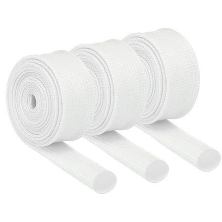 3Pcs Wire Insulation Braid  Fire Sleeve,3.28Ft-10mm ID White, High Temp Silicone Coated Fiberglass Sleeving