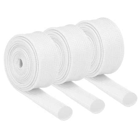 3Pcs Wire Insulation Braid Fire Sleeve 3.28Ft-10mm ID White High Temp Silicone Coated Fiberglass Sleeving