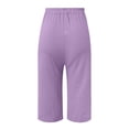 thumbnail image 3 of Pantalones capri deportivos lisos y sexys para mujer: cintura alta, pierna ancha, corte holgado y cómodo, 3 colores: blanco, negro y caqui. Tallas: S-XXL., 3 of 4