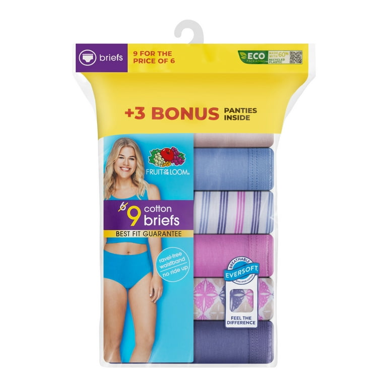 Fruit of the Loom Women's Brief Underwear, 6+3 Bonus Pack
