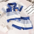 thumbnail image 2 of Akiihool Shorts Sets Newborn Boys 2 Piece Outfits Toddler Boy Clothes Kids Summer Cotton Outfits Shirt Short Sets (Blue,6-9 Months), 2 of 7