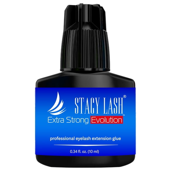 Extra Strong Evolution Eyelash Extension Glue Stacy Lash (0.34 fl.oz/10 ml)/1-2 Sec Dry/Retention â?? 8 Weeks/Professional Supplies/Black Adhesive