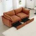 thumbnail image 2 of 2-Seater Sofa Chenille Crescent-Shaped Armrests Loveseat Couch with Under-Seat Storage Drawers, Space-Saving Sofa for Small Living Rooms (500 lb Capacity), 2 of 18