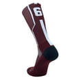 thumbnail image 1 of TCK Player ID Jersey Number Crew Socks Maroon White Singles (Large, #6 - Single Sock), 1 of 1