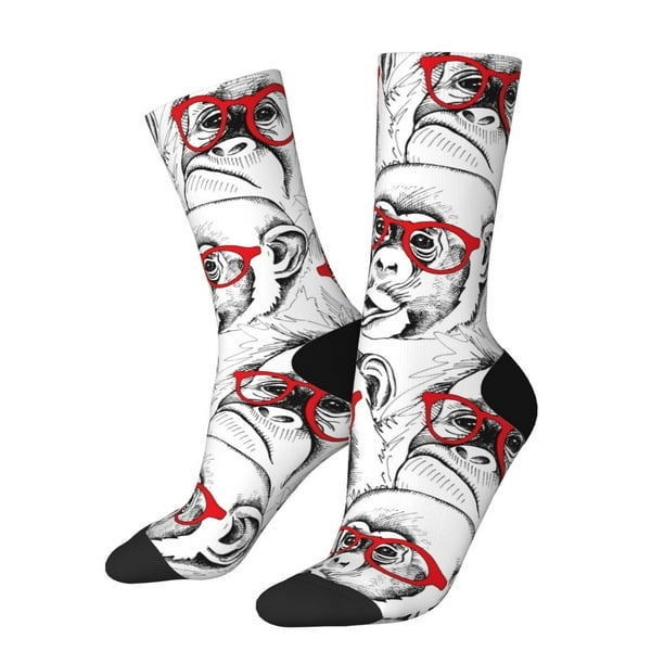 Balery Monkey Calcetas Largas con Estampado para Hombre y Mujer – Suaves y Transpirables, Talla Única (US 5-11)