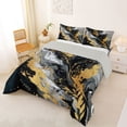 thumbnail image 3 of Castle Fairy Watercolor Ink Flow Texture Full Size Comforter Sets 3-Piece,Boho Golden Leaf Silhouette Bedding Comforter Set,Black Gray Gold,Reversible,1 Comforter and 2 Pillowcases, 3 of 6