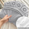 thumbnail image 4 of Cal.King Size Fitted Sheet Set - Grey Boho 3 Piece Bedding Sets 16" Deep Pocket Fitted Sheet with 2 Pillowcases, Modern Geometric Bohemia Abstract Textured Brushed Microfiber Hotel Luxury Bed Sheets, 4 of 9