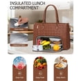 thumbnail image 4 of Lunch Tote Bag for Women, Vegan Leather 15.6" Laptop Bag with Insulated Compartment Quilted Purse for Work Teacher, 4 of 6