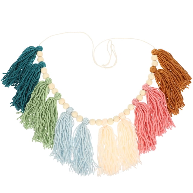 Shisuyan Hanging Tassel Garland Vertical Cotton Thread 1Set 95x13in