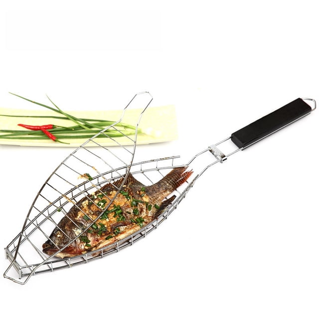Cesta a la parrilla,Parrilla para acampar,cesta para asar pescado,carpeta,Cesta para parrilla con forma de ,herramienta antiadherente para asar,Cesta para asar barbacoa portátil para