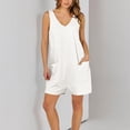 thumbnail image 3 of Hvot&aat Women's Summer Ribbed Shorts Rompers Loose Casual Sleeveless V Neck Shorts Overalls Jumpsuit with Pockets, 3 of 7