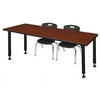 Regency Kee 66" x 24" Height Adjustable Classroom Table - Cherry & 2 Andy 12-in Stack Chairs- Black