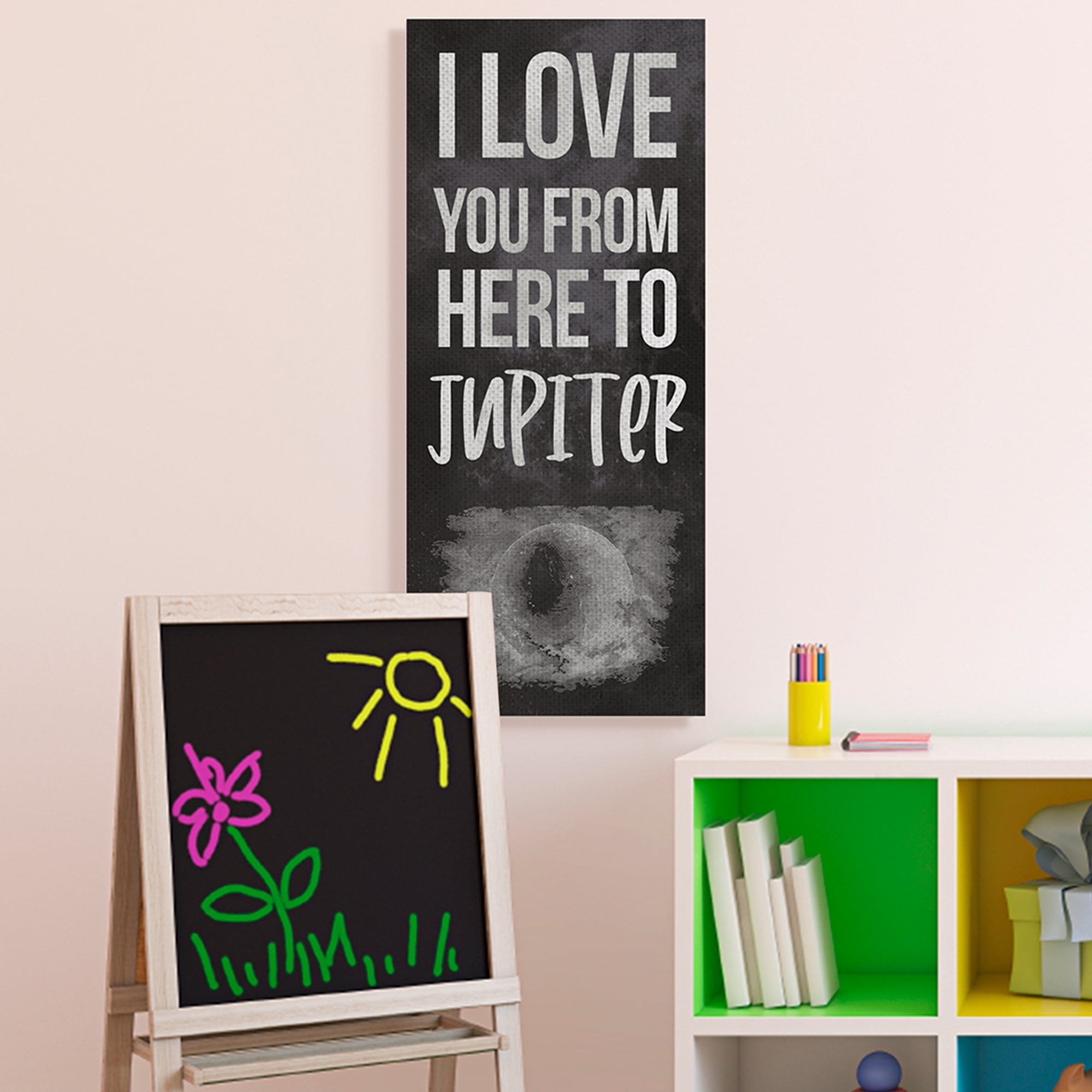 Stupell Industries Love You To Jupiter Romantic Phrase Black White Canvas Wall Art by Daphne Polselli