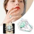 thumbnail image 3 of Anillo creativo de turquesa y diamantes para mujer, talla 8, 3 of 5
