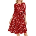 thumbnail image 5 of Women's Cocktail Dresses 3/4 Sleeve Vintage Wedding Guest Christmas Dress for Holiday Parties and Special Events,Red,L, 5 of 5