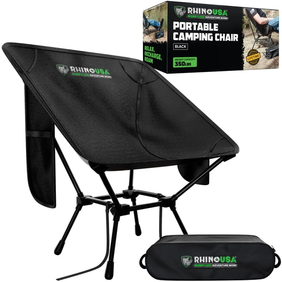 Rhino USA Portable Camping Chair (400lbs Capacity) - Collapsible Compact Lightweight Camp Chair for Backpacking, Hiking & Fishing - Small Foldable and Portable Camping Chairs