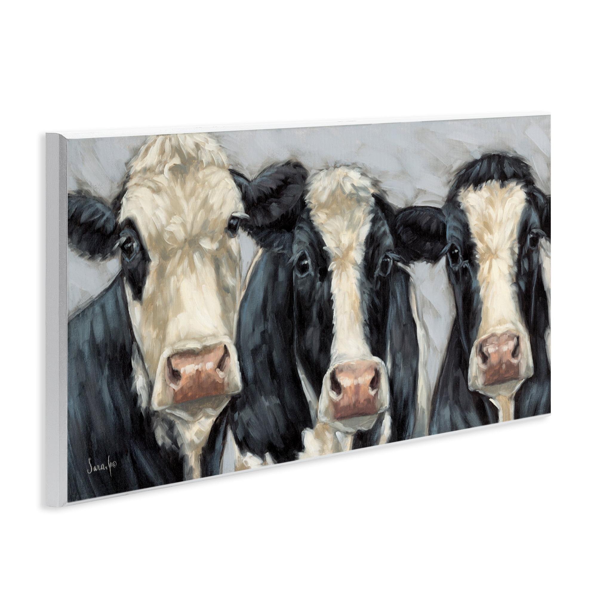 Stupell Industries Ink & Ivory Cow Trio Wall Plaque Art, design by Sara G. Designs