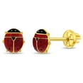 thumbnail image 1 of 14k Yellow Gold 5mm Red Enamel Ladybug Screw Back Earrings for Infants-Toddlers, 1 of 7