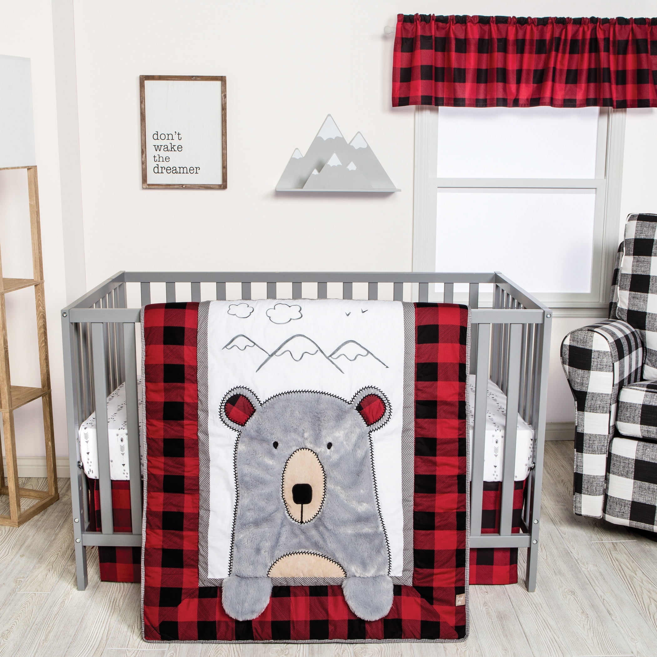 Peak A Bear 3 Piece Crib Bedding Set, Flannel Crib Duvet Cover
