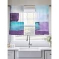 thumbnail image 5 of Abstract Purple Sheer Curtains for Living Room Bedroom, Light-filtering Sheer Curtain, Teal Blocks Modern Geometric Aesthetic LigRod Pocket Voile Window Treatment Drapes, 52’’Wx54’’L, 2 Panels Set, 5 of 7