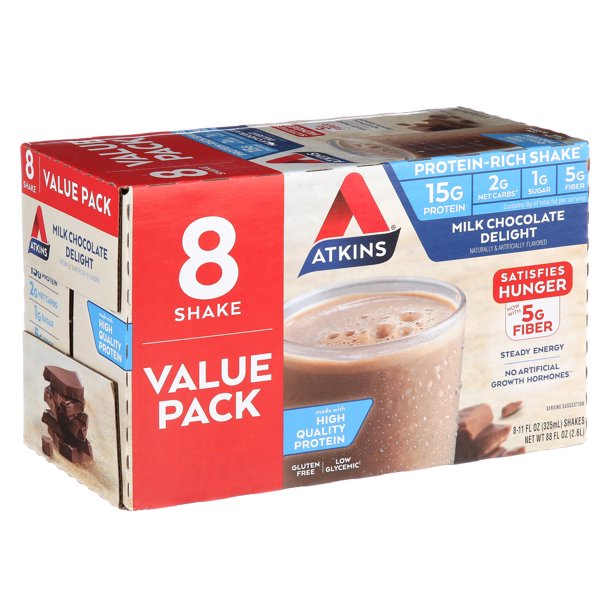 Atkins Gluten Free Protein Rich Shake Milk Chocolate Delight Keto