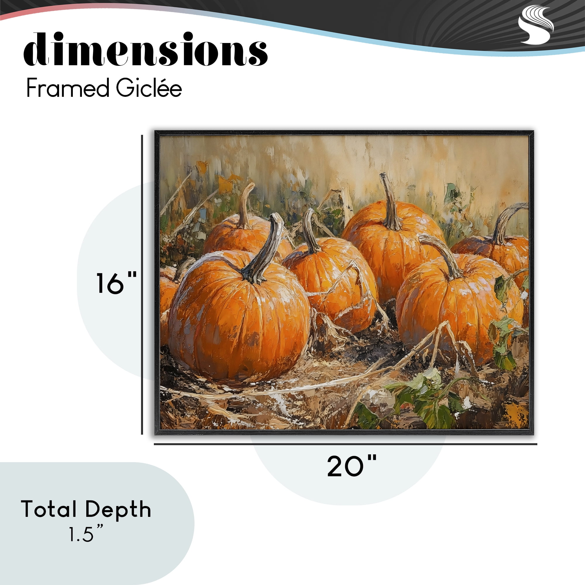 Stupell Industries Pumpkin Patch Autumn Harvest Scene Black Framed Giclee Art, design by Nini Art