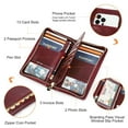 thumbnail image 5 of Contact's Passport Wallet for Travel , Leather Passport Holder For Family RFID Blocking Fit up 4 Passports （Red), 5 of 7
