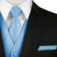 thumbnail image 3 of BEST TUXEDO Men's Formal, Prom, Wedding, Homecoming, Tuxedo Vest, Tie & Hankie Set in CORNFLOWER Solid Satin - 3XL, 3 of 3