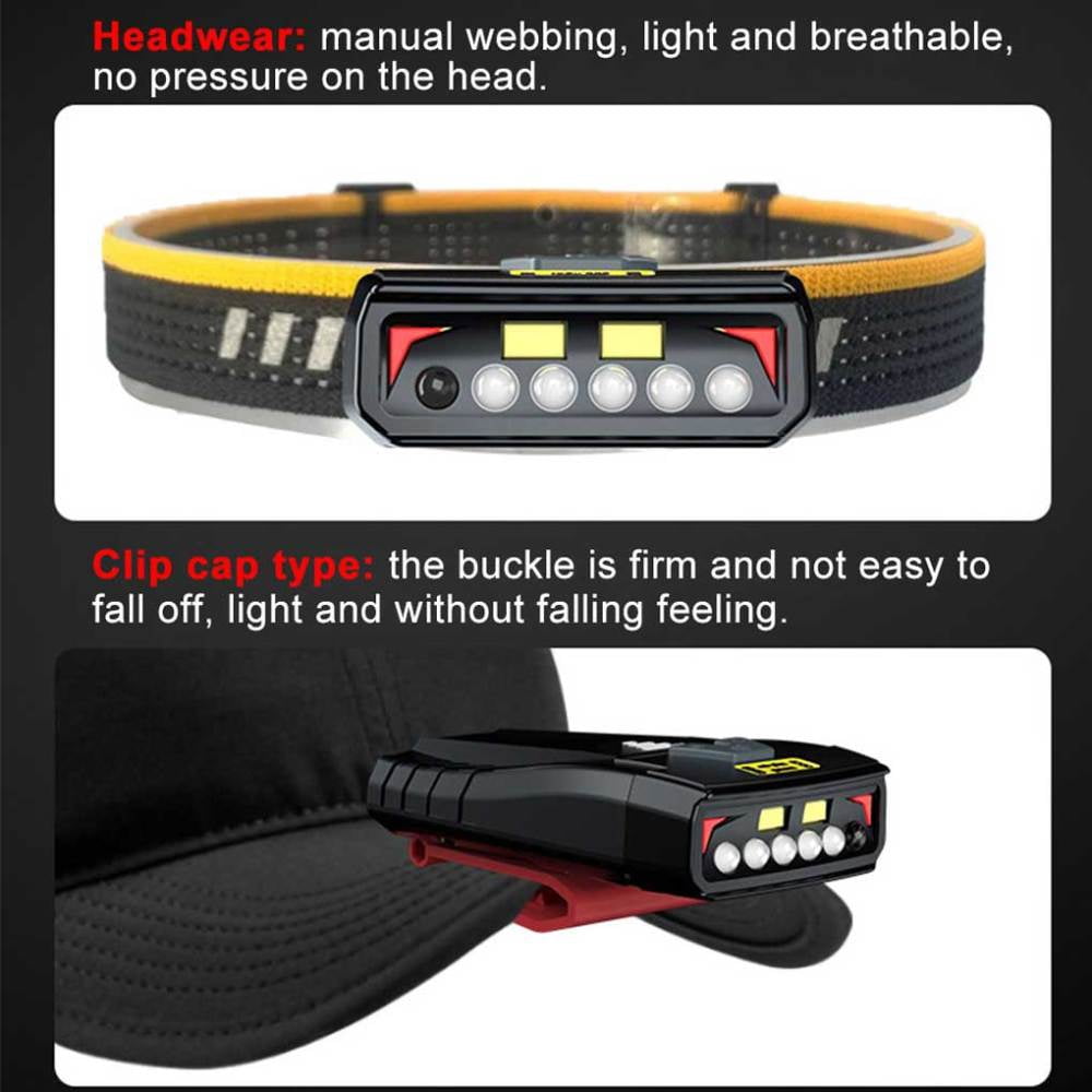 Gesture Sensing LED Headlamp Super Bright Light Detachable Headlight for Night Fishing Jogging Hiking