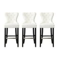 thumbnail image 3 of Costaelm Hank 29" Tufted Velvet Bar Stool Black (Set of 3), Velvet Cream, 3 of 11