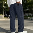 thumbnail image 2 of vdgthytj Mens Casual Pants Straight Leg Loose Fitted Ribbed Fall Winter Loungewear Corduroy Trousers with Pockets(Medium,Navy), 2 of 6