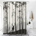 thumbnail image 2 of Decorative Shower Curtain Silhouette of Pine Forest Family Deer and Birds Brown 72"x72" Waterproof Tree Bathroom Shower Curtain Set with Hooks, 2 of 4