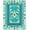 Turquoise Blue Green, Pattern 4, variant on ODIKA 8'x10' Washable Area Rug Non-Slip Chair-Friendly Mat Nautical Turtle Stained Mosaic Ocean Border Entryway Teal Beachy for Dining Room, Large Office, Lounge