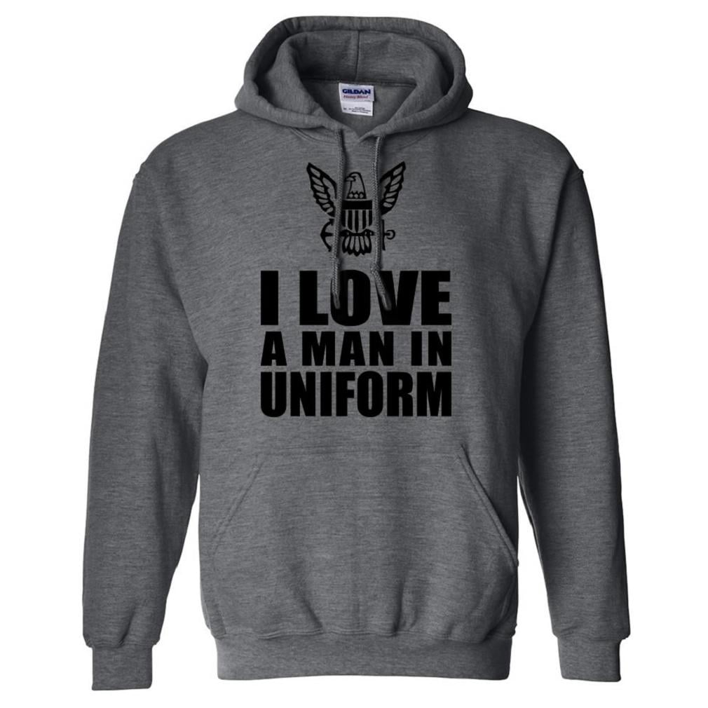 Navy Eagle/Anchor Hooded Sweatshirt I Love a Man in Uniform 