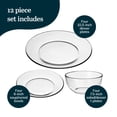 thumbnail image 2 of Libbey Round 12 Piece Glass Dinnerware Set, Stackable Glass Plate and Bowl Set w/ Round Shape, Modern Plates and Bowls Sets for Gatherings, and Everyday Use, 2 of 5