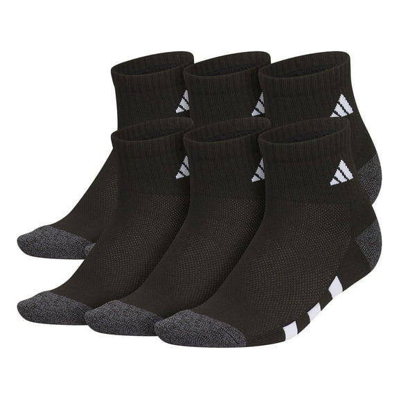 Boys adidas 6-Pk. Quarter Socks Color: Black Size: 5Y-7Y