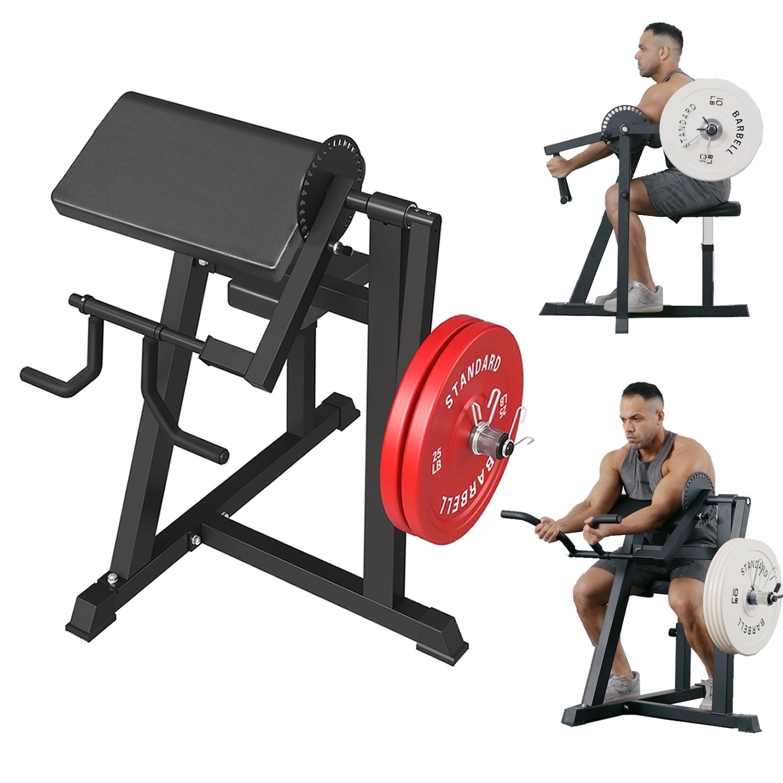 Syedee Bicep Tricep Preacher Curl Machine, Adjustable Seat, 2 in 1 Plate-loaded Preacher Curl Machine for Home Gym