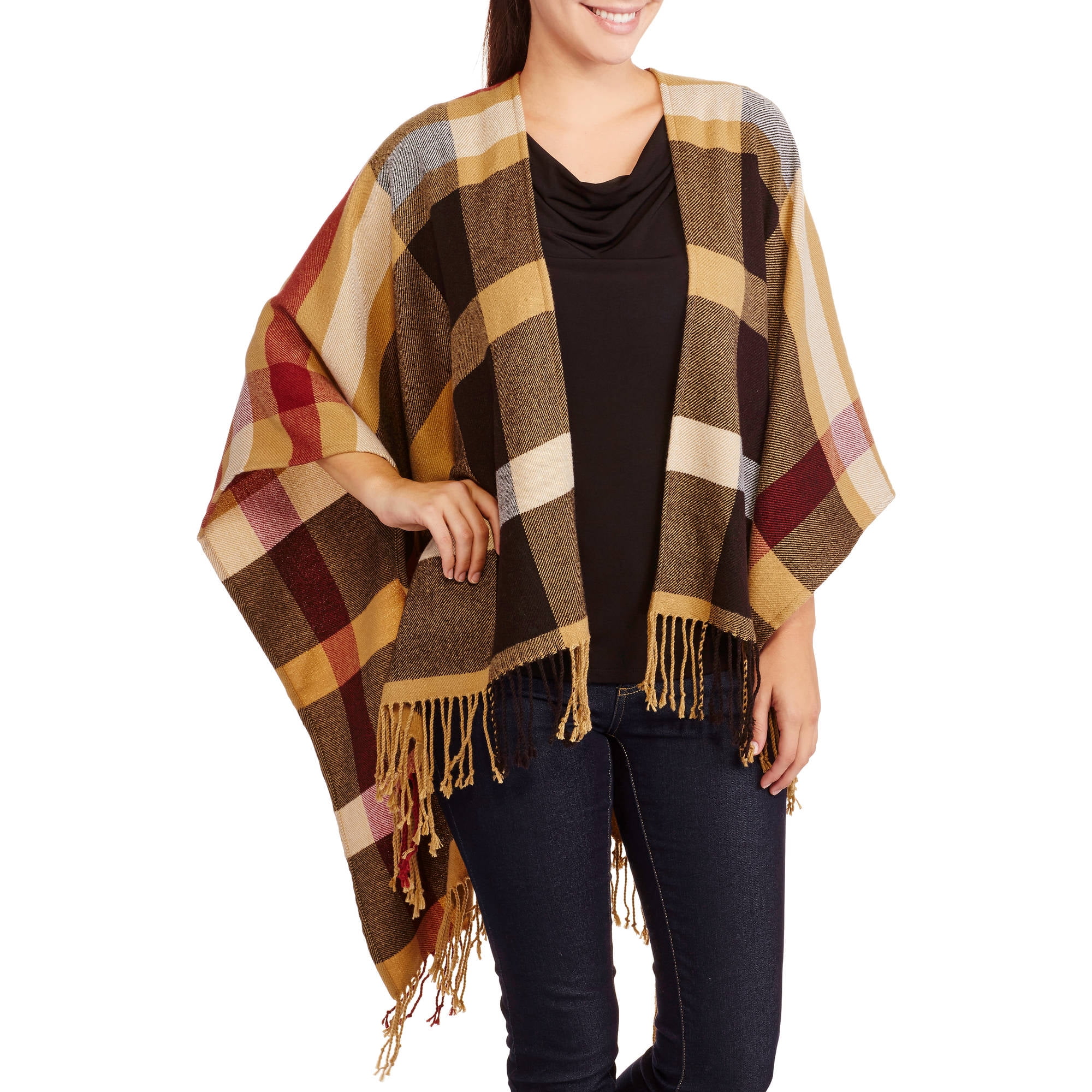 Women's Fashion Ruana, Oversized Wrap Poncho - Walmart.com